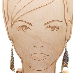 Gold & Silver Mesh Dangle Earrings 1970s Style Lightweight Statement Jewelry